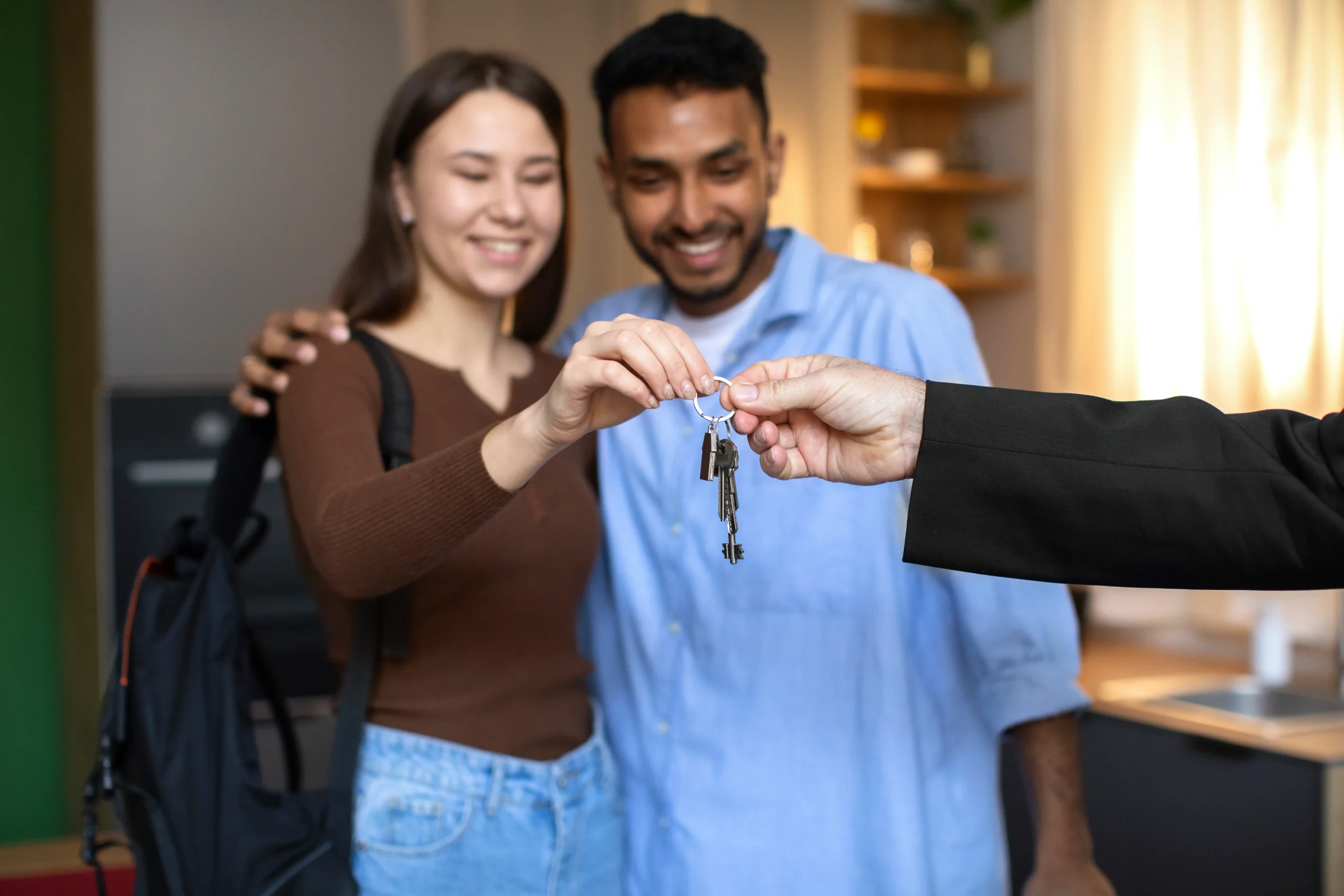 Couple getting house keys